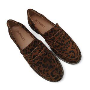 Blondo Waterproof Women's Size 8M Leopard Suede Block Heel Platform Penny Loafer